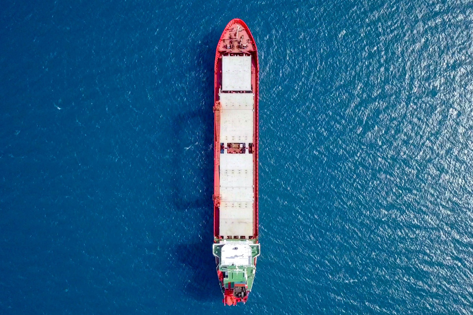 General cargo ship at sea - Aerial image